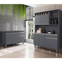 Ver imagem 3 de Cozinha Compacta Alice e Balcão Gabinete com Tampo Tatiane 120cm Cinza - Ajl Móveis