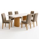 Ver imagem 2 de Conjunto Sala de Jantar 6 Lugares com Vidro 160x80cm Isla Lyra Cinamomo e Marrom