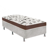 Cama Box Solteiro Suede Cinza + Colchão Solteiro Suede Marrom Espuma 88x188x55 - 1