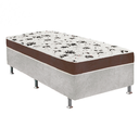 Ver imagem 1 de Cama Box Solteiro Suede Cinza + Colchão Solteiro Suede Marrom Espuma 88x188x55