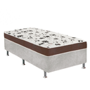 Ver imagem 1 de Cama Box Solteiro Suede Cinza + Colchão Solteiro Suede Marrom Espuma 88x188x55