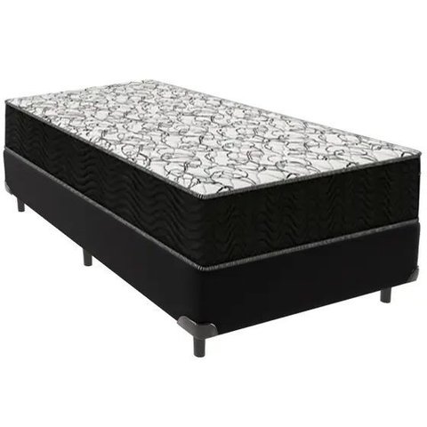 Cama Box Solteiro Preto + Colchão Casal de Espuma D45 - Ortobom - Airtech 150 58x88x188cm