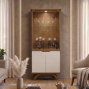 Ver imagem 1 de Cristaleira 4 Portas Nicho Adega 100% MDF Vidro e LED Vicenza Cinamomo Off
