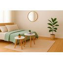 Ver imagem 3 de Kit 2 Mesas Cora de Canto Redondas Pé Palito Mdf Branca Mesa Lateral para Sala Quarto Escritório