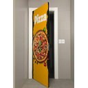 Ver imagem 3 de Adesivo Para Porta Pizza Fundo Laranja E Preto- 73X210Cm