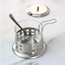 Ver imagem 4 de ACUCAREIRO INOX VIDRO PRATA KIT COMPLETO LUXO COLHER TAMPA REMOVIVEL PORTA ACUCAR SAL POTE ALCA CHA