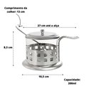 Ver imagem 7 de ACUCAREIRO INOX VIDRO PRATA KIT COMPLETO LUXO COLHER TAMPA REMOVIVEL PORTA ACUCAR SAL POTE ALCA CHA 