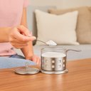 Ver imagem 3 de ACUCAREIRO INOX VIDRO PRATA KIT COMPLETO LUXO COLHER TAMPA REMOVIVEL PORTA ACUCAR SAL POTE ALCA CHA 