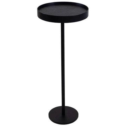 Mesa de Apoio Tokyo Alta Laca Preta Recouco Croco Preto Base Preta 60cm - 67764
