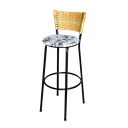 Ver imagem 1 de Banqueta Alta Para Cozinha Ratan Palha Preta Estofado Floral Floral