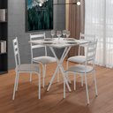 Ver imagem 2 de Kit Mesa Diamante 541 Sala de Jantar 4 Cadeiras Pés Tubular Cinza/branco