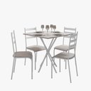Ver imagem 1 de Kit Mesa Diamante 541 Sala de Jantar 4 Cadeiras Pés Tubular Cinza/branco
