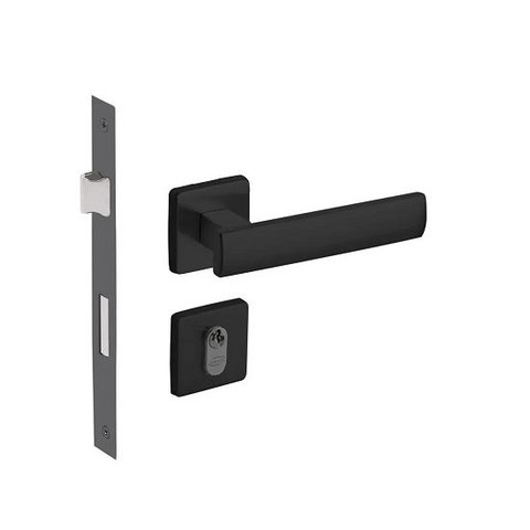 Fechadura Metro Light Imab Externa com Cilindro Preta Preto Fosco Pp 55mm