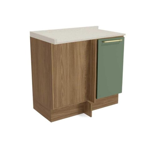 Balcão de Cozinha Modulado M625 Canto Reto 1 Porta C-Tampo 98cm Nogueira-Oliva-Orion