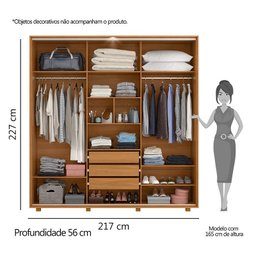 Guarda Roupa Casal Luminare 3 Portas de Correr e Espelho Carvalho Grife/Off White/Carvalho Grife - P - 6