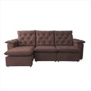 Ver imagem 4 de Sofá Retrátil 2.50m Suede Macio Amplo e Conforto Elevado para Ambientes Grandes Europa Marrom