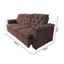 Ver imagem 2 de Sofá Retrátil 2.50m Suede Macio Amplo e Conforto Elevado para Ambientes Grandes Europa Marrom