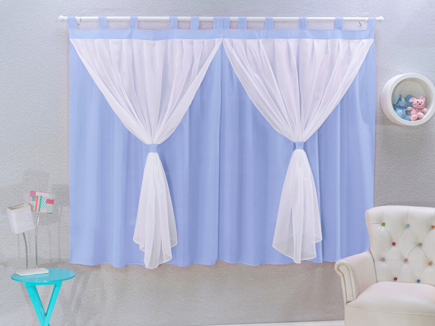 cortinas quarto infantil bebê persiana menina (o) criança + voil delicada luxo - 5
