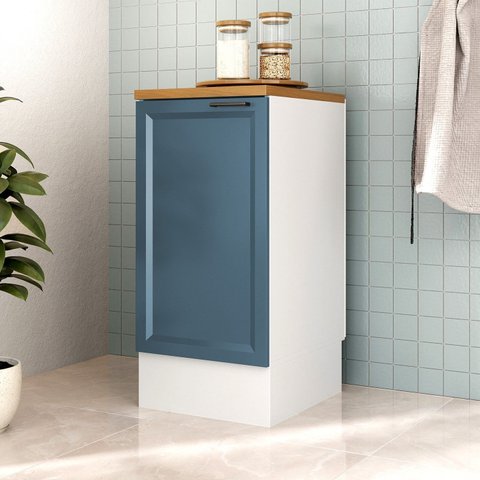 Balcão 1 Porta 41cm com Tampo Soho CabeCasa MadeiraOriginals Branco/Azul