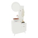 Ver imagem 2 de Gabinete de Banheiro com Espelho 80cm 2 Portas e 1 Gaveta Flex Retrô Multimóveis Cr10154 Branco
