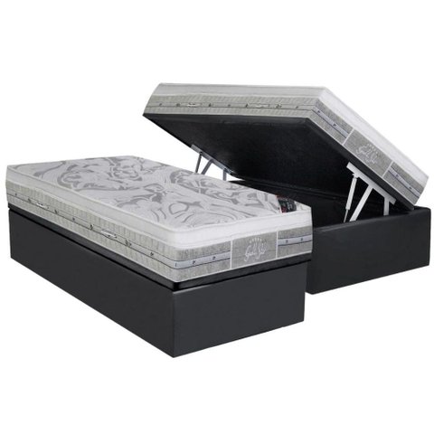 Cama Box Baú Solteiro: Colchão Molas Pocket Ensacadas Castor Gold Star Slx + Base Crc Suede Gray(