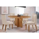 Ver imagem 1 de Conjunto: Mesa de Cozinha Berlim Tampo Curvo 90cm+4 Cadeiras Maldivas Madeira Naturale - Capuccino/