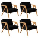 Ver imagem 1 de Kit 4 Poltronas Decorativa para Sala Estar Pietra Estrutura de Madeira L02 Linho Chumbo - Lyam