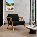 Ver imagem 2 de Kit 4 Poltronas Decorativa para Sala Estar Pietra Estrutura de Madeira L02 Linho Chumbo - Lyam