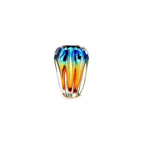 Vaso Em Cristal Murano Água Marinha E Âmbar - São Marcos