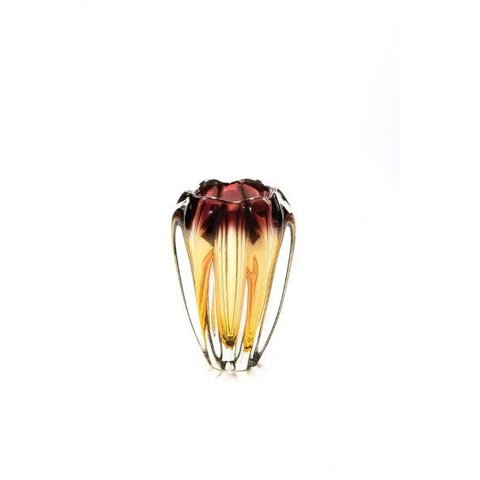 Vaso Em Cristal Murano Lilás E Âmbar - São Marcos