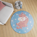 Ver imagem 1 de Tapete Quarto Infantil Unicórnio Redondo Antiderrapante e Antialérgico