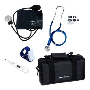 Kit Acadêmico Enfermagem Premium com Estetoscópio e Esfigmomanômetro Azul G-tech