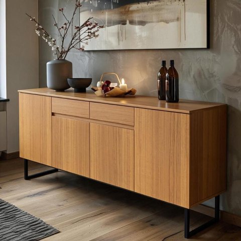 Buffet Aparador Industrial Lume 183 cm 4 Portas e 2 Gavetas - Cedro