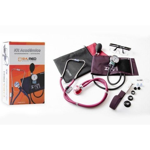 Kit Acadêmico Bordo Ap. Pressão Art. Adulto Fecho de Contato + Estetoscópio Rappaport – P.a. Med - K