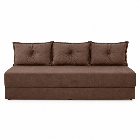 Sofá Cama 3EM1 em Tecido Suede com Almofadas - Sofá que Vira Cama Multifuncional :Marrom