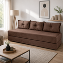 Ver imagem 3 de Sofá Cama 3EM1 em Tecido Suede com Almofadas - Sofá que Vira Cama Multifuncional :Marrom