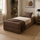 Ver imagem 2 de Sofá Cama 3EM1 em Tecido Suede com Almofadas - Sofá que Vira Cama Multifuncional :Marrom