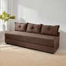 Sofá Cama 3em1 em Tecido Suede com Almofadas - Sofá que Vira Cama Multifuncional :marrom - 1