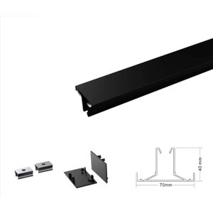 Perfil de Sobrepor 40x70mm P/fitas de Led 3m Nordecor - Preto