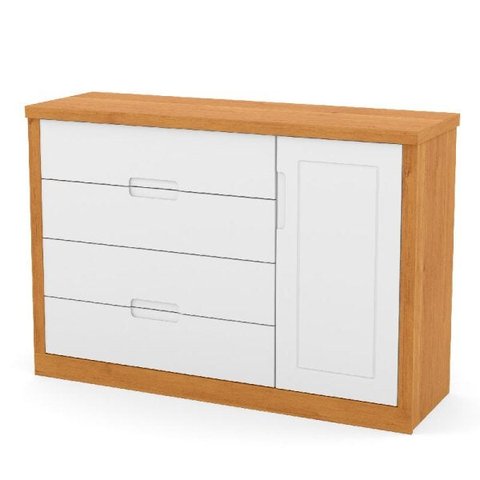 Cômoda Tutto New 4 Gavetas 1 Porta Matic Freijó/branco Soft