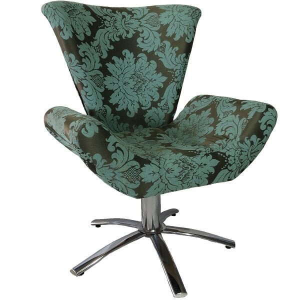 Poltrona Giratória Elegance Jacquard Verde com Marrom