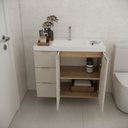 Ver imagem 5 de Conjunto de Banheiro com Cuba 80cm Gaveta Esquerda Vittare Marrom/Carvalho/Nude
