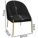 Ver imagem 5 de Kit 2 Banqueta Poltrona Lua Pé Metal Bouclê Ideal para Sala Penteadeira ou Salão:preto