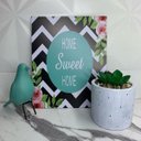 Ver imagem 2 de Quadro decorativo, vaso pintura artesanal e pássaro verde