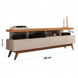 Conjunto Rack Vivare Wood e Painel para Tv até 60 Polegadas Vivare Off White Nature - Giga Móveis - 2