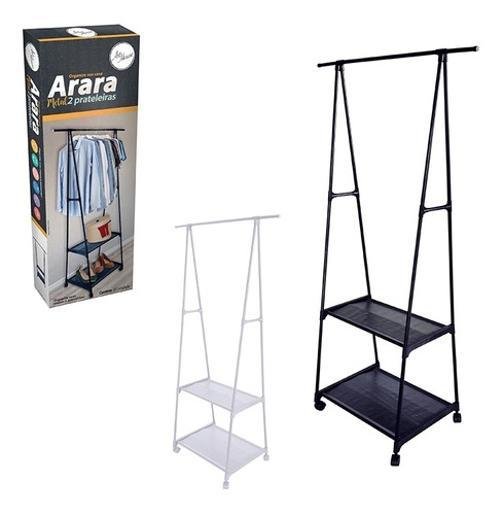 Menor preço em Arara Roupa Cabideiro Aço Guarda Sapateira Prateleira C/Roda