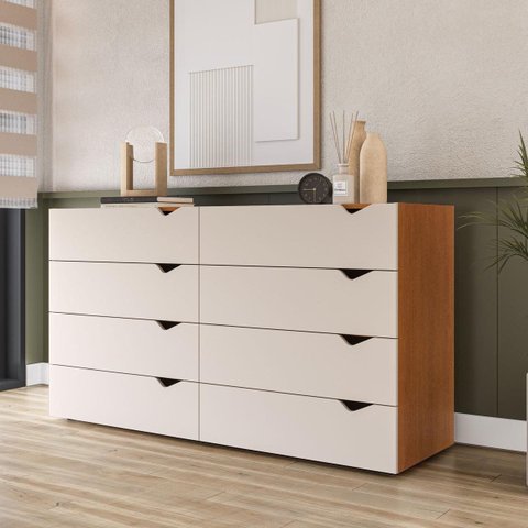 Cômoda Porto com 8 Gavetas 150x84cm Freijó/Creme 240820