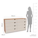 Ver imagem 4 de Cômoda Porto com 8 Gavetas 150x84cm Freijó/Creme 240820