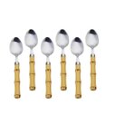 Ver imagem 1 de Jogo 6 Colheres de Mesa com cabo Plástico Bambu Natural Talheres Aço Inox - 7383