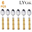 Ver imagem 3 de Kit 6 Colheres para Sobremesa com cabo Plástico Bambu Natural Talheres Aço Inox Lyor - 7387